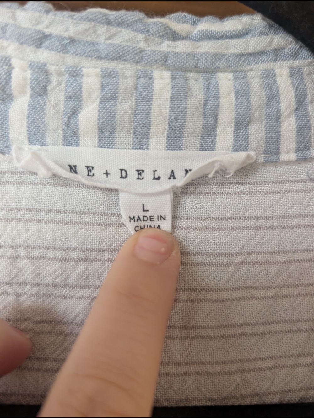 Jane and Delancey Light Blue and White Striped Button Shirt - Picture 4 of 7